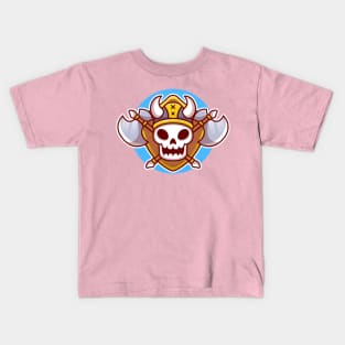 Cute Viking Skull With Ax Cartoon Kids T-Shirt